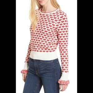 NWT French Connection kiss print crewneck sweater